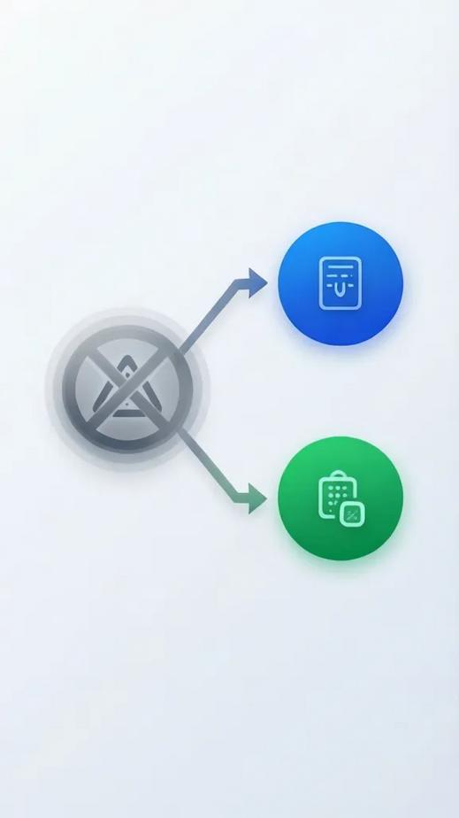 Minh hoạ nút Activation Trigger đã ngưng sử dụng, với hai mũi tên phân nhánh dẫn đến hai nút mới màu xanh dương và xanh lục, phong cách hiện đại và tối giản
