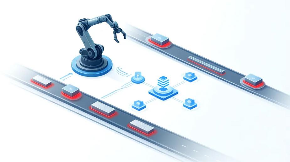 Minh hoạ tự động hoá doanh nghiệp chạy nhanh nhưng sai do quy trình rối: tay máy nối workflow bị lệch, lead và dữ liệu từ nhiều kênh không đồng nhất nên cập nhật sai trạng thái và phản hồi không đúng ngữ cảnh.